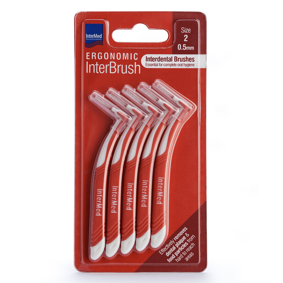 Interdentale ragers Maat 2 0,50 mm Ergonomische InterBrush, 5 stuks, Intermed
