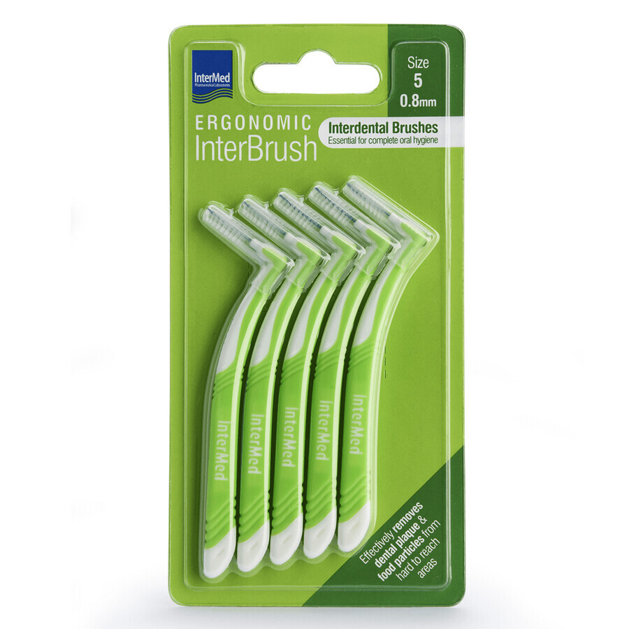 Cepillos interdentales Tamaño 5 0,80 mm Ergonómico InterBrush, 5 piezas, Intermed