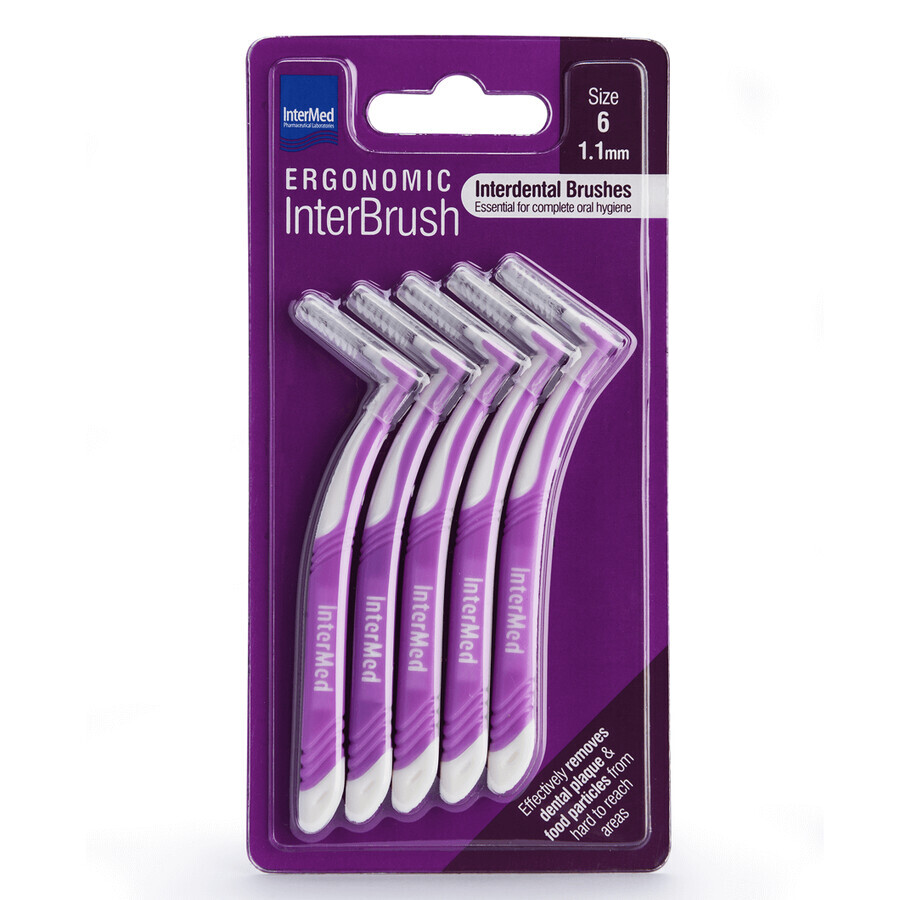 Interdental Brushes Size 6 1.10 mm Ergonomic InterBrush, 5 pieces, Intermed