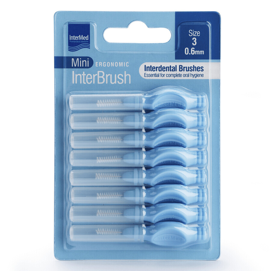 Scovolini interdentali Misura 3 0,60 mm Mini InterBrush ergonomico, 8 pezzi, Intermed