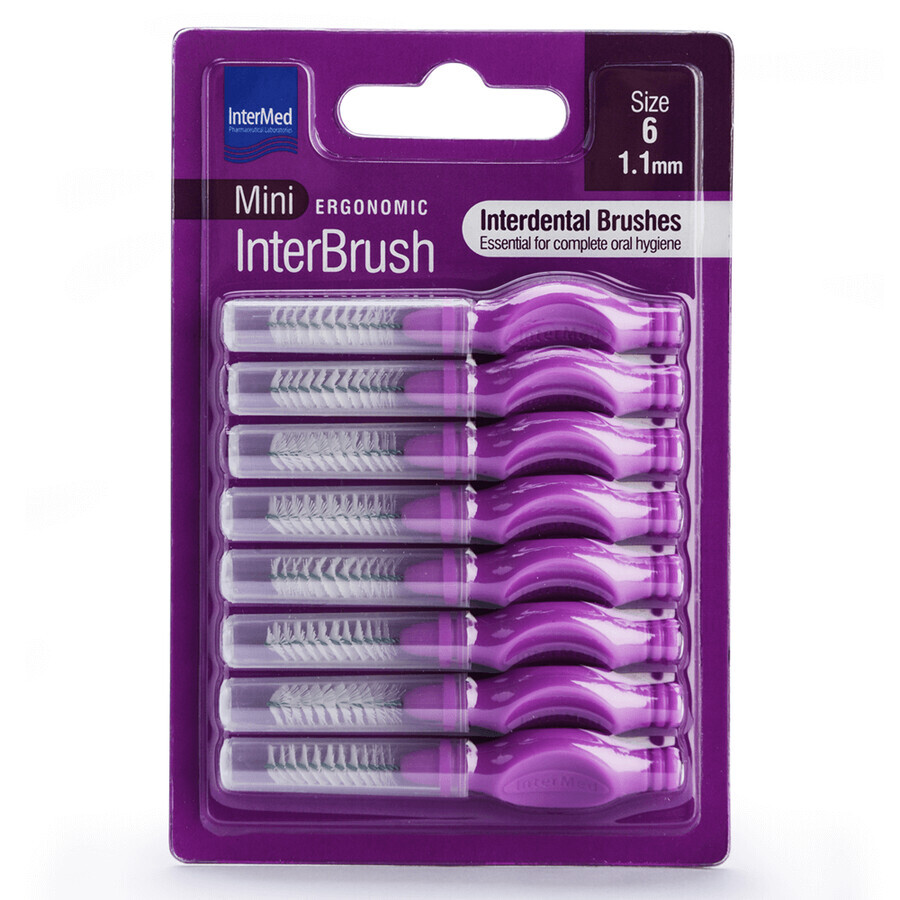 Scovolini interdentali Misura 6 1,00 mm Mini InterBrush ergonomico, 8 pezzi, Intermed