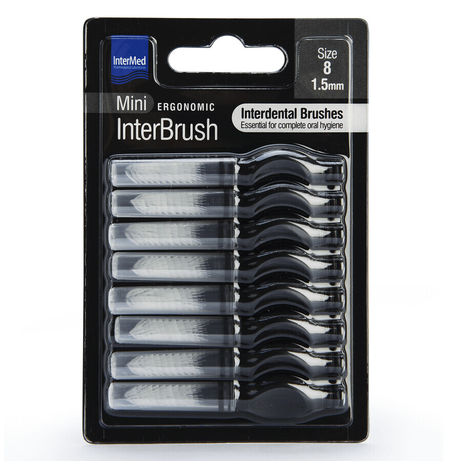 Scovolini interdentali Misura 8 1,50 mm Mini InterBrush ergonomico, 8 pezzi, Intermed