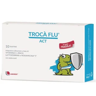  Troca Flu Act Complemento alimenticio a base de vitamina C, zinc, lactoferrina y naoxacimina P, 10 sobres