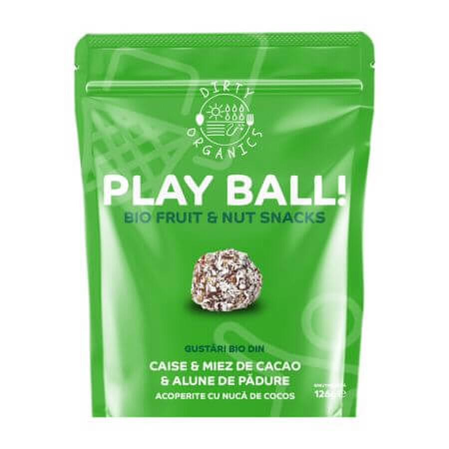 Organic Apricot Snacks with Cocoa Core and Hazelnuts Covered with Coconut, 126 g, Dirty Organics