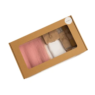 Musselin-Set, 8 Teile, +0 Monate, Rosa/Alb, Twindeco