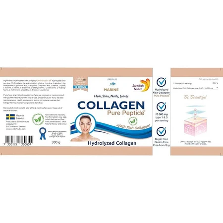 Kollagen Pure Peptide 10.000 mg, 300 g, Swedish Nutra