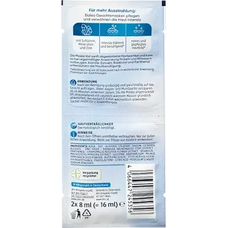 Balea Dode Zee Zout Gezichtsmasker, 16 ml