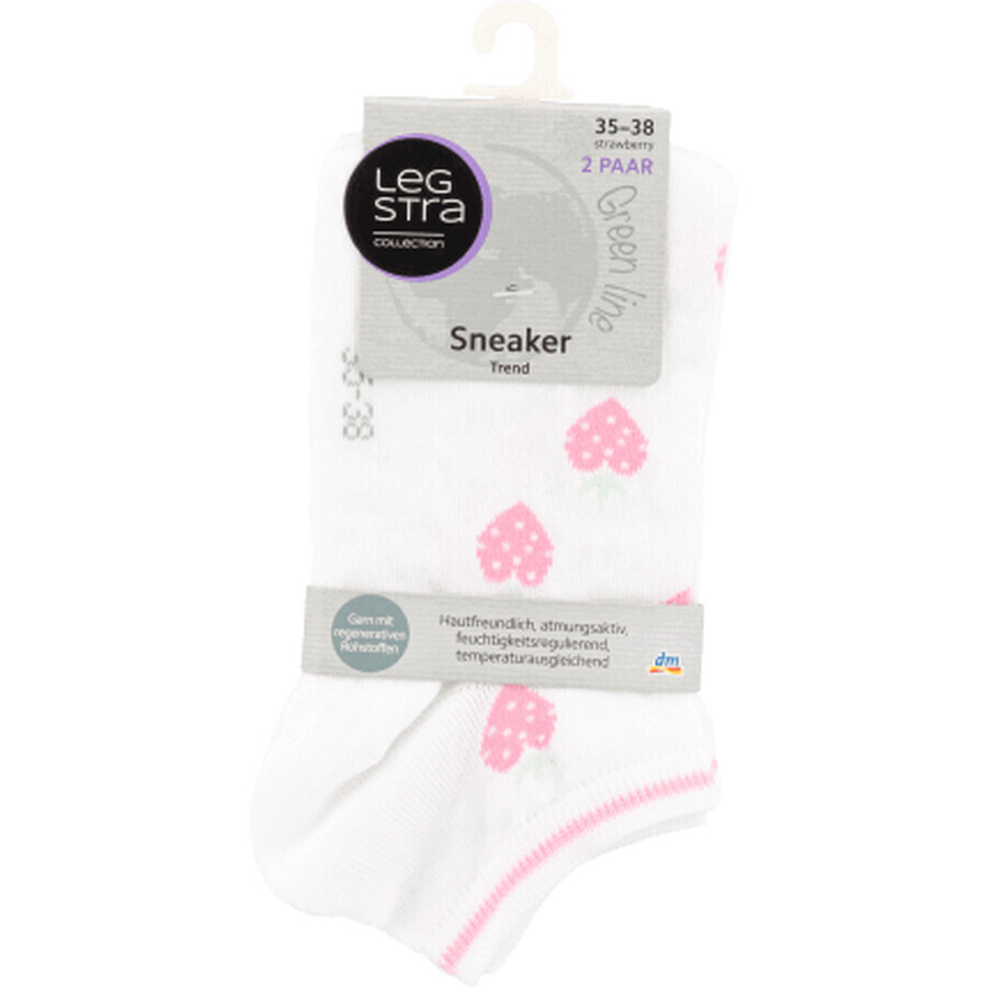 Legstra Tennis socks trend white with heart pattern, 2 pcs