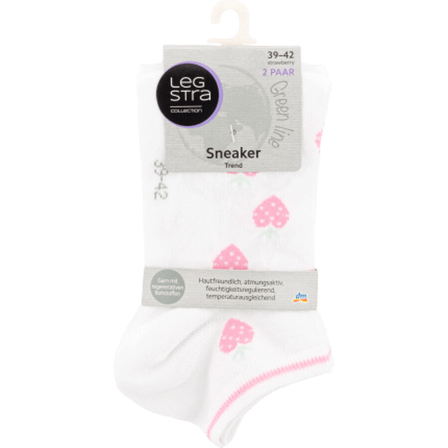 Legstra White trend sneakers socks with heart pattern, 2 pcs