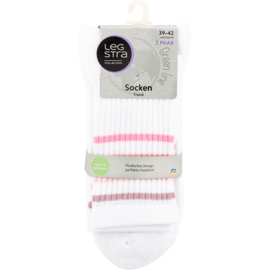 Legstra Short socks tinted white with pink size 39-42, 2 pcs