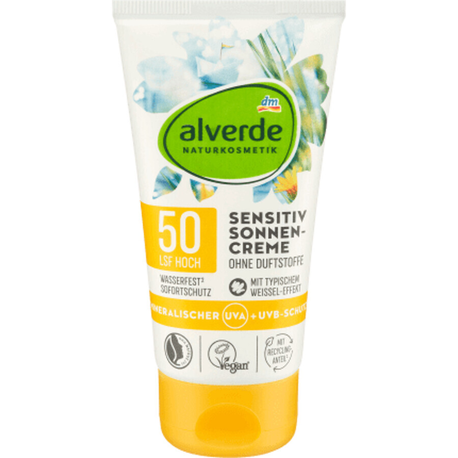 Alverde Naturkosmetik Crème voor de gevoelige huid met zonnebescherming SPF50, 75 ml