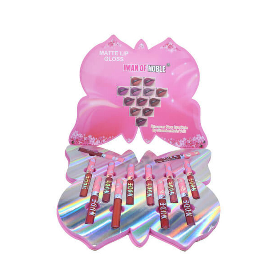 Set of 12 lipsticks, Iman Of Noble, Nude Matte Lip, Butterfly