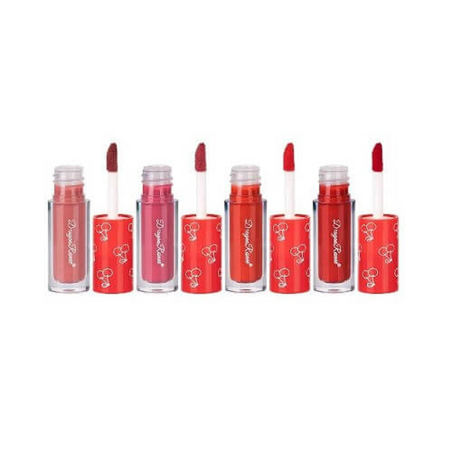 Set mit 4 matten flüssigen Lippenstiften, Makeup, Cherry, Mini