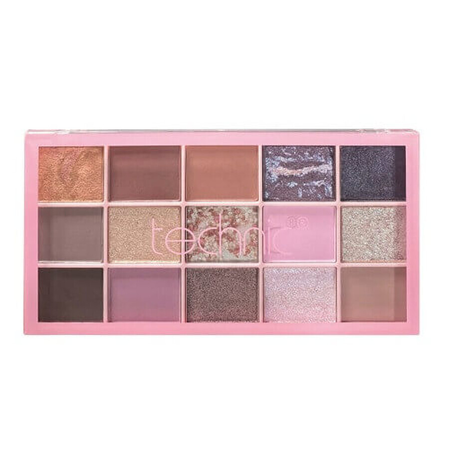 Palette d'ombres à paupières, Technic, Pigment pressé, Inconditionnel, 15 couleurs
