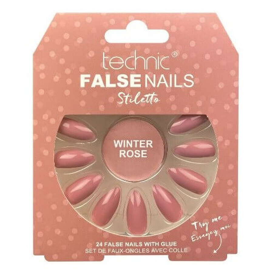 Buy Set of 24 False Nails, Technic, False Nails, Squareletto, Winter Rose, Adhesive included Set of 24 False Nails, Technic, False Nails, Squareletto, Winter Rose, Adhesive included