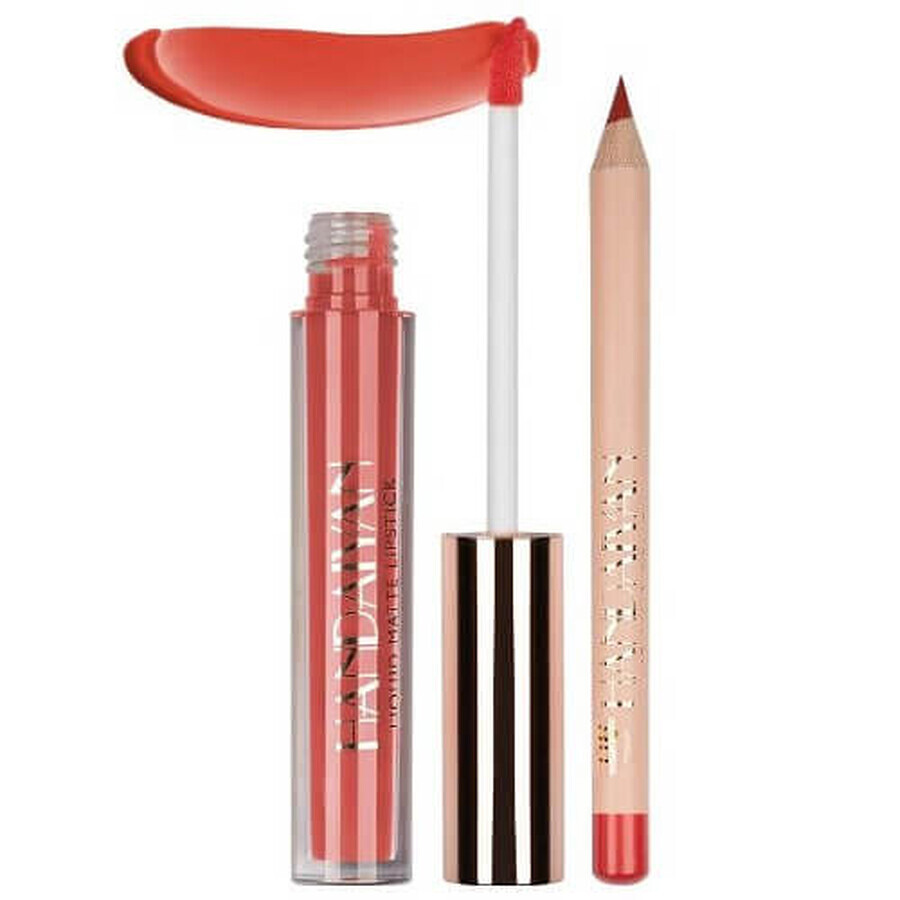 Matte liquid lipstick and lip pencil set, Handaiyan Lips Kit, Matte, 06