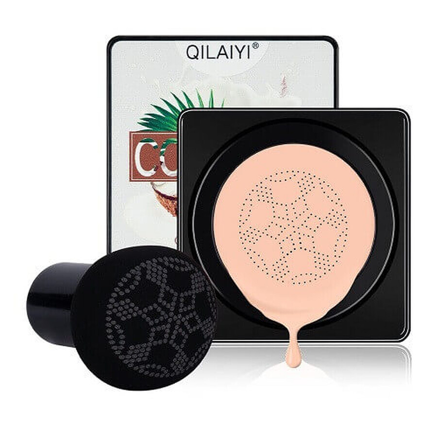 Foundation Air Cushion CC Cream, Makeup, Coconut, 02 Natural, 15 g, with brush