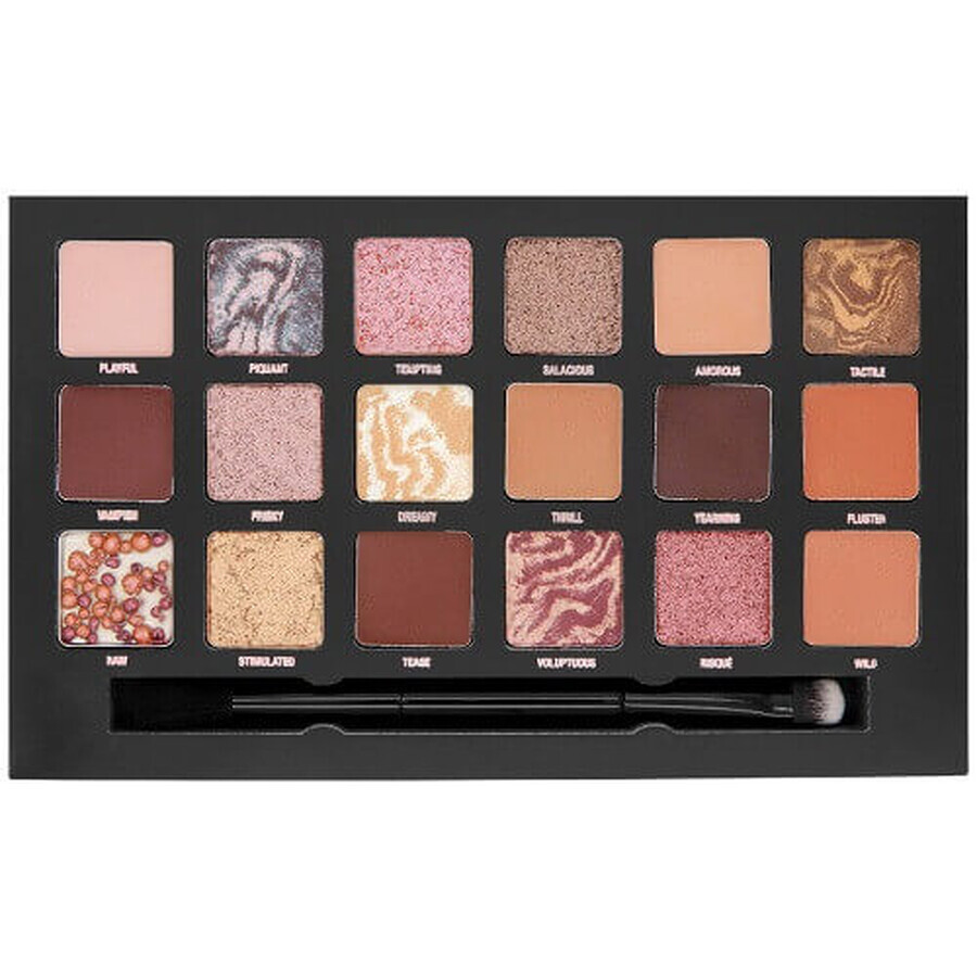 Palette d'ombres à paupières, W7, Racy, Tempting, 18 nuances