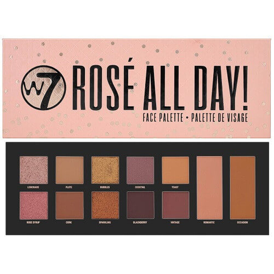 Rose All Day Face Palette, W7, Rose All Day Face Palette, 12 colori