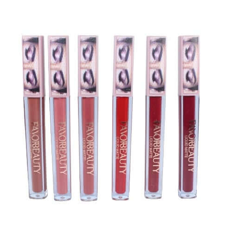Set of 6 matte lipsticks, FavorBeauty, Liquid Matte, 01