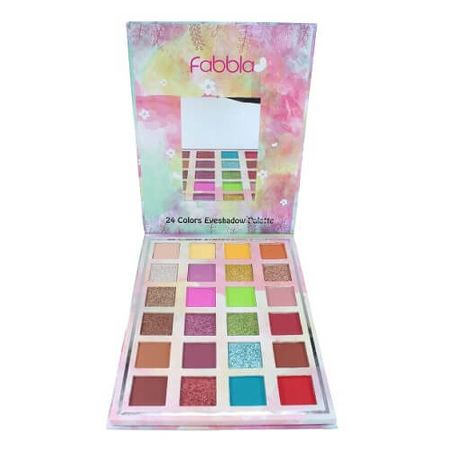 Fabbla Palette d'ombres à paupières, Fabbla, 24 couleurs pigmentées, mates et nacrées