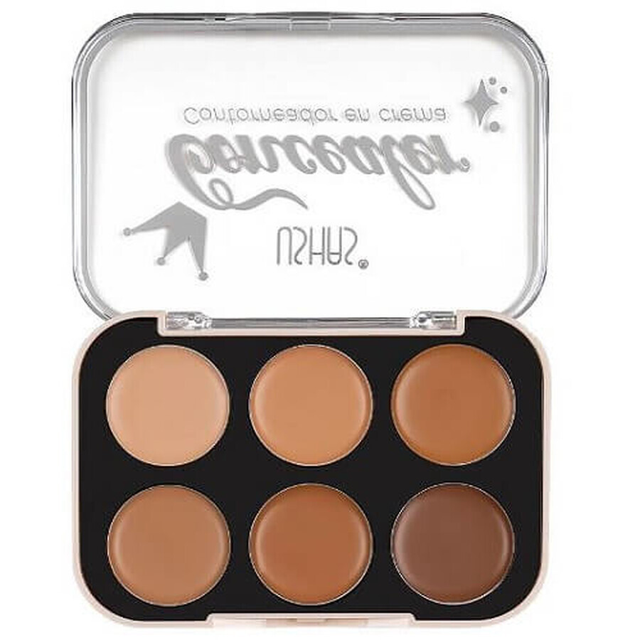 Face contour make-up kit, Ushas, Concealer, 6 correctors, 02
