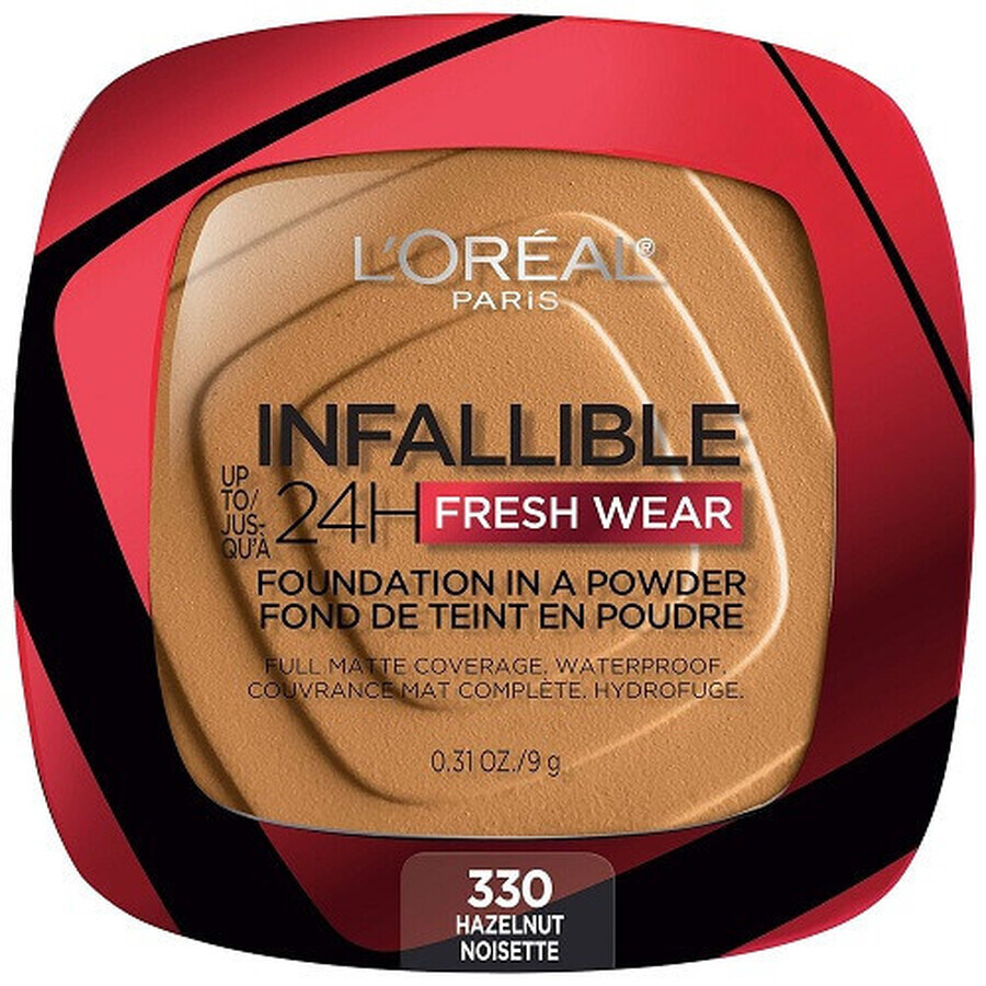 Poudre pour le visage, Loreal, Infallible 24H Fresh Wear, Fond de teint en poudre, 330 Noisette, 9 g