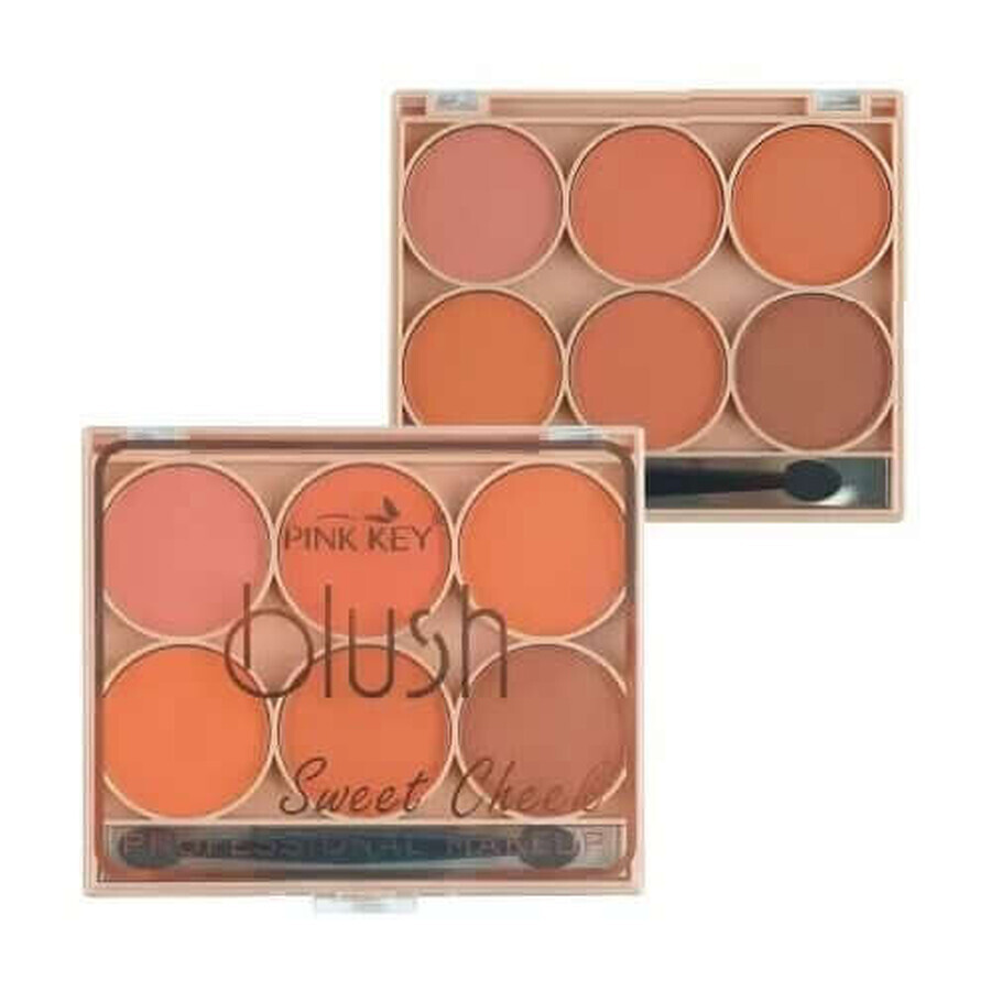 Paleta 6 farduri de obraz, Makeup, Pink Key Blush, Sweet Cheek, 02
