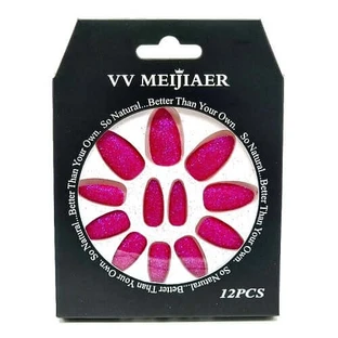 Set van 12 nepnagels met glitter, VV Meijiaer, Roze