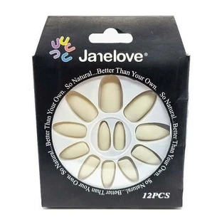 Set of 12 False nails with matte appearance, Janelove, Matte, Natur