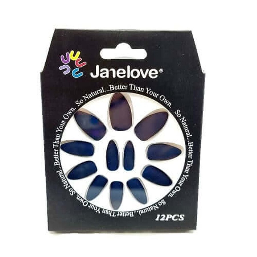 Boutique Lot de 12 faux ongles, Janelove, mat, bleu Lot de 12 faux ongles, Janelove, mat, bleu