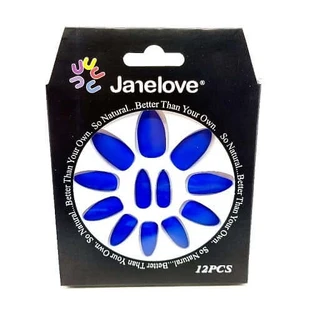 Lot de 12 faux ongles mats, Janelove, mat, marine