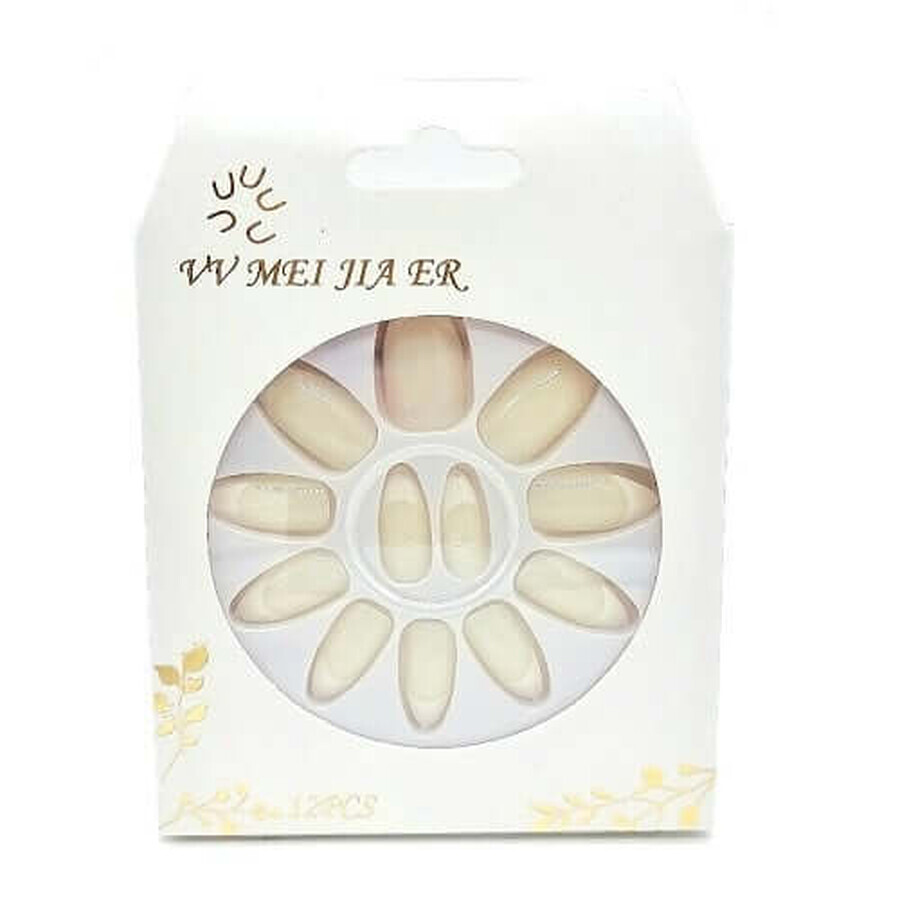 Juego de 12 uñas postizas francesas, VV Meijiaer, 04