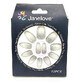 Set di 12 unghie finte degradate con glitter, Janelove, bianco