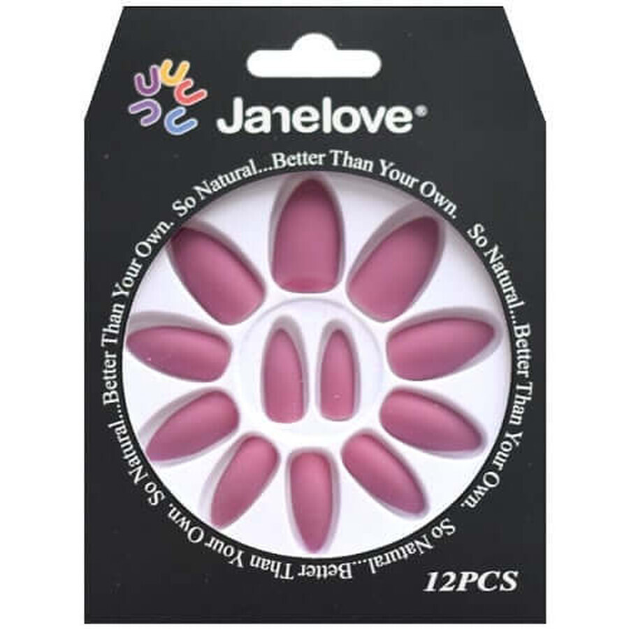 Set van 12 Janelove Matte Kunstnagels, Mat, Roze