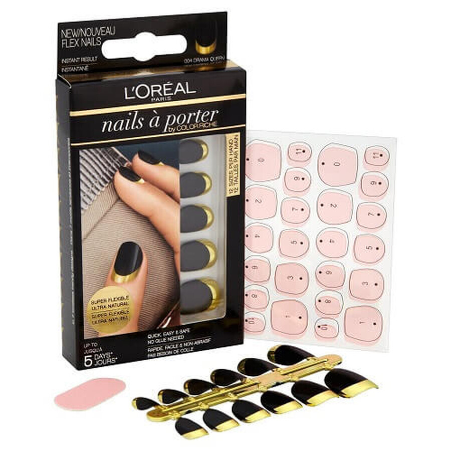 Buy False Nails, Loreal, Nails A Porter Color Riche, 004 Drama Queen, 12 Pieces False Nails, Loreal, Nails A Porter Color Riche, 004 Drama Queen, 12 Pieces