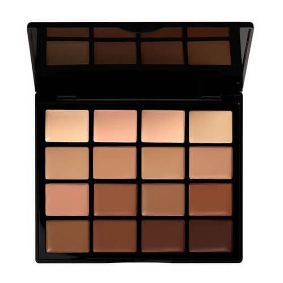Paleta de base de maquillaje cremosa, NYX Professional Makeup, Paleta de base de maquillaje profesional, 16 colores