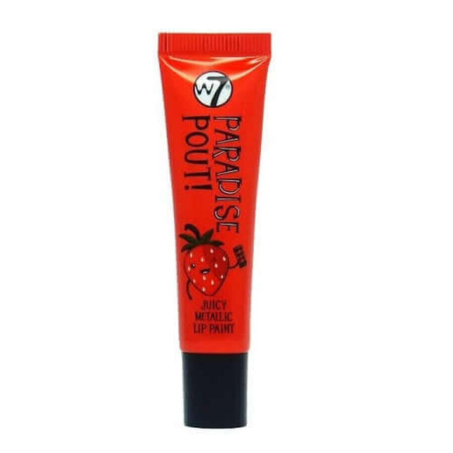 Barra de labios metalizada, W7, Paradise Pout Juicy, Sensuous Strawberry, 13 ml