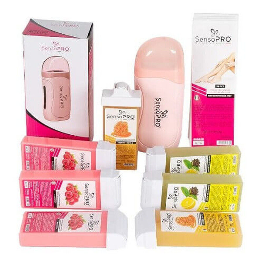 Professional Epilation Kit, SensoPro Milano, Heater, 7 Wax Reserves, Epilator Strips