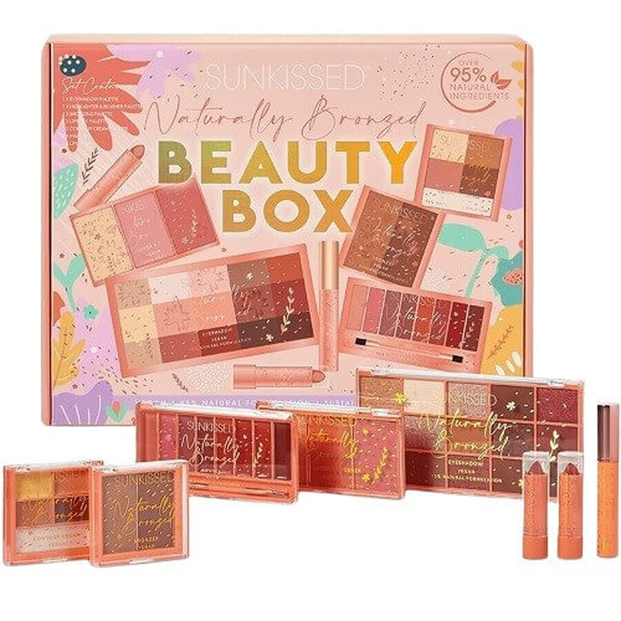 Set de maquillage, Sunkissed, Naturally Bronzed, Beauty Box, 8 produits pour la peau, les yeux et les lèvres
