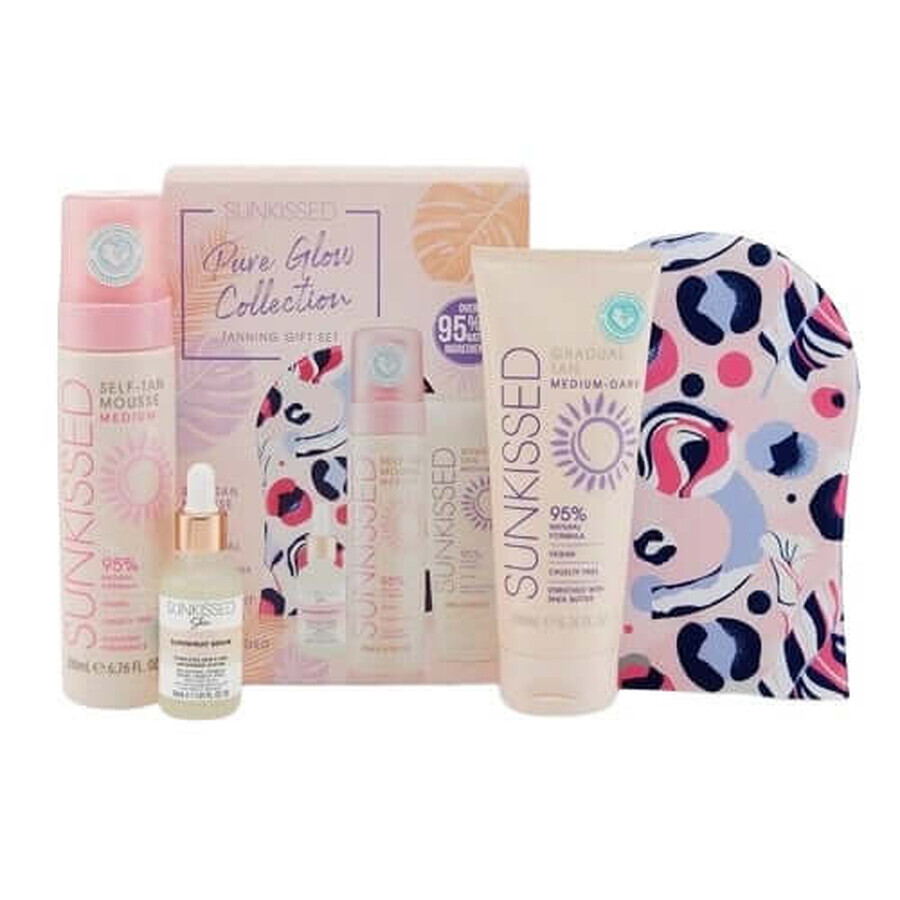 Sunkissed, Set regalo abbronzatura collezione Pure Glow, con schiuma autoabbronzante media