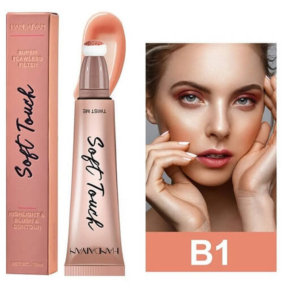 Handaiyan Soft Touch Highlight &amp; Blush Blush, B1, 12 ml