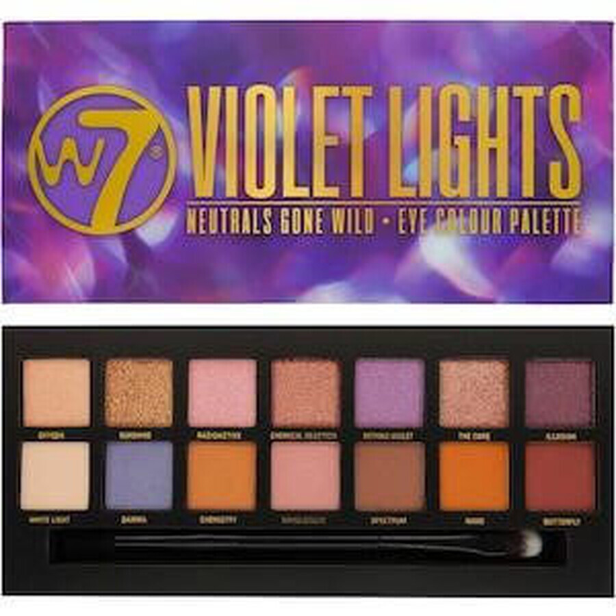 Palette d'ombres à paupières W7 Violet Lights, 14 couleurs