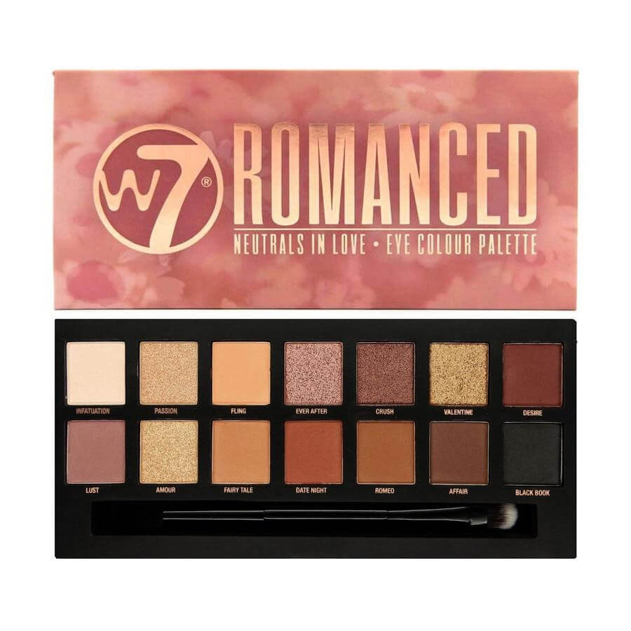 W7 Paleta de sombras de ojos Romanced Neutrals In Love, 14 colores