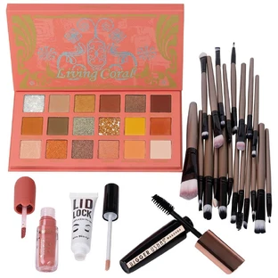 Make-up Set : Oogschaduw + Penselen + Lippenstift + Primer + Mascara