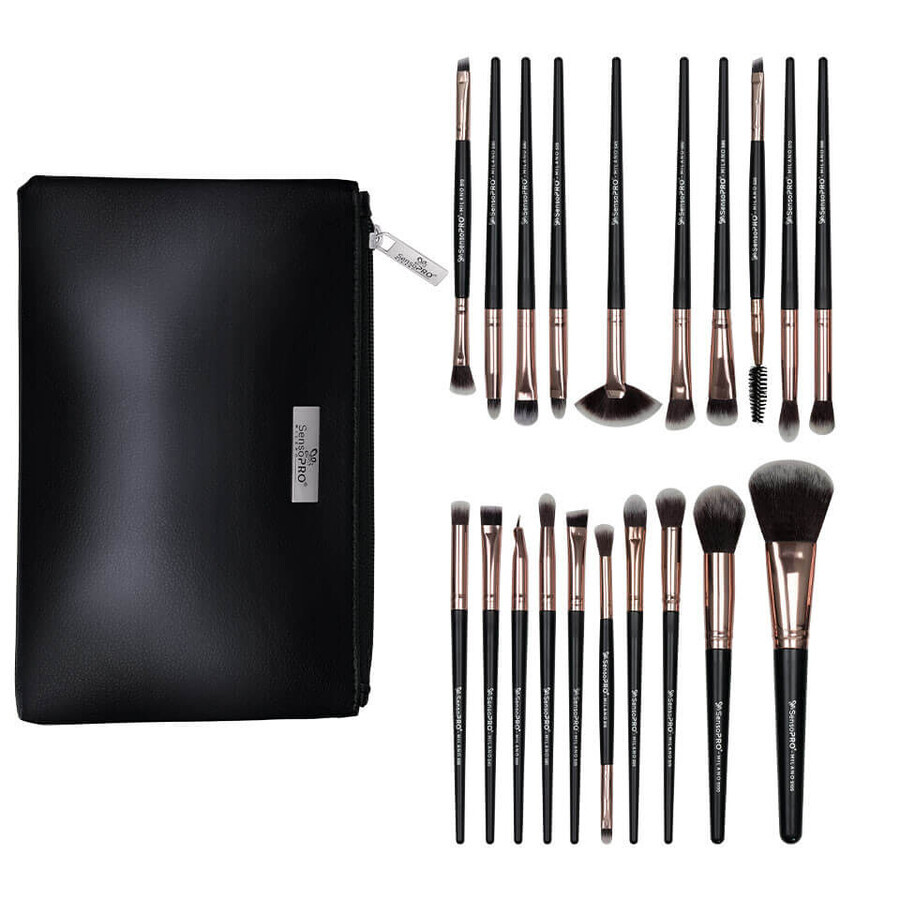 Set van 20 make-up kwasten Senso Pro Milano Zwart Goud + Zakje
