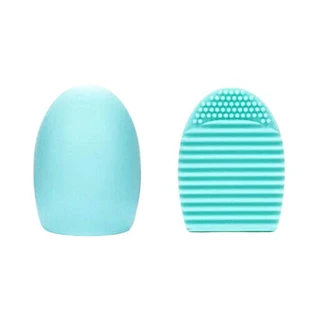 Brush Egg - Silicone accessory for cleaning makeup brushes, Blue color