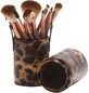 Set of 12 Makeup Brushes, Leopard Storage Case