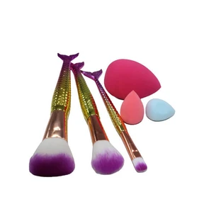 Set d'applicateurs de maquillage, Maquillage, 3 pinceaux, 3 éponges