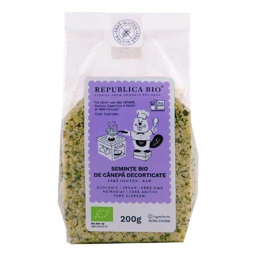 Semillas de cáñamo biológicas descascarilladas, 200 g, Organic Republic